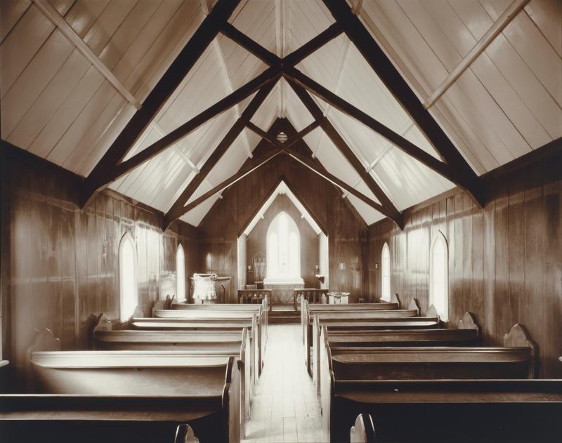 Interior, St. Mathew’s, Oramahoe, Northland, 18 May 1982 by Laurence Aberhart