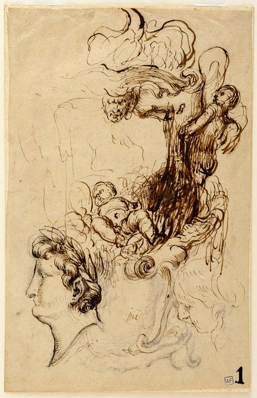 Design for A Cartouche and Head Studies