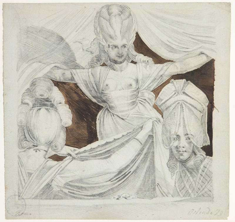 Three women at a curtained window by Henry Fuseli