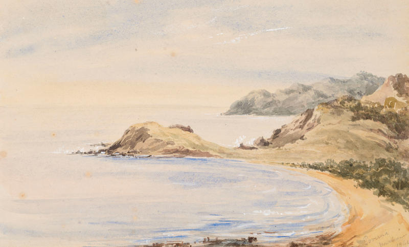 Rangitoto - Flag Staff and North Head. [verso: Porirua Harbour 1864] by Caroline Abraham