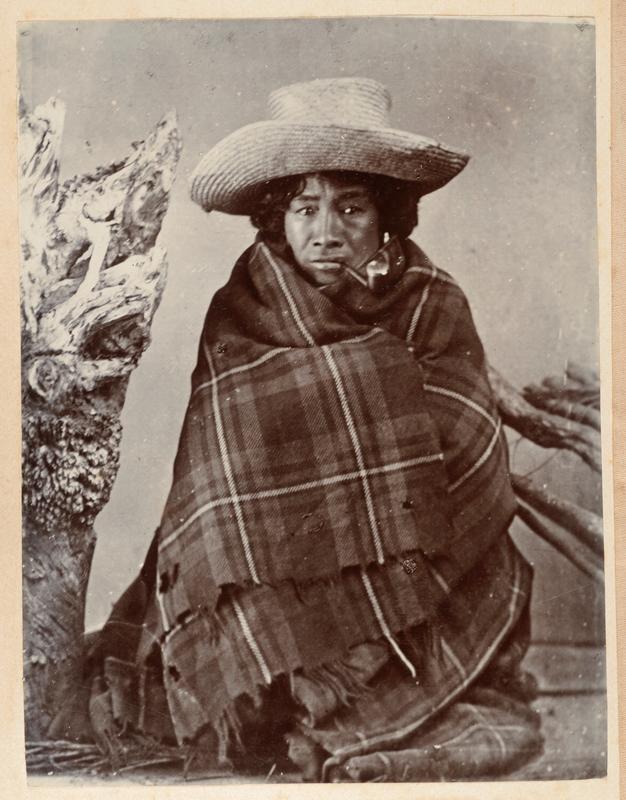 Maori woman wearing blanket by Unknown artist