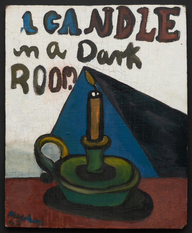 A candle in a dark room