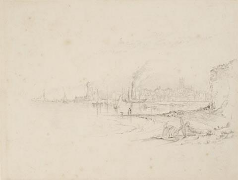 View towards Margate Harbour and Lighthouse by Unknown artist