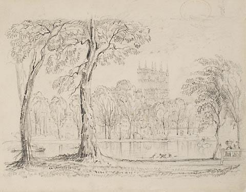 Westminster Abbey from Saint James Park, London by Unknown artist