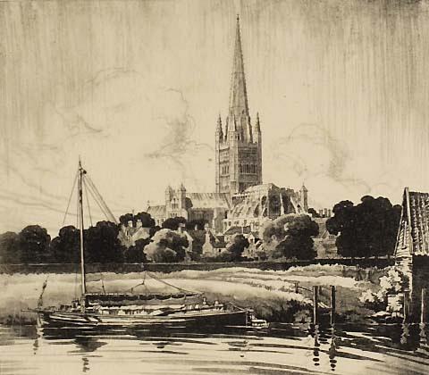 Norwich from the River by Herbert Hampton