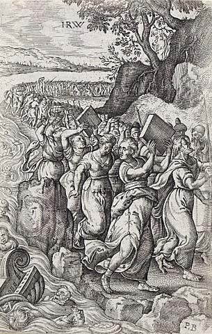 Moses and the Israelites beside the Red Sea by Hieronymus Wierix, Pieter van der Borcht