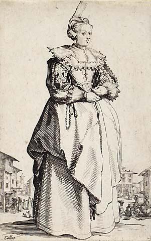 La dame a la petite coiffe relevee en arriere