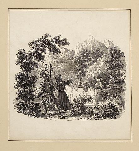 Knight and Pilgrim greeting a man by Unknown artist