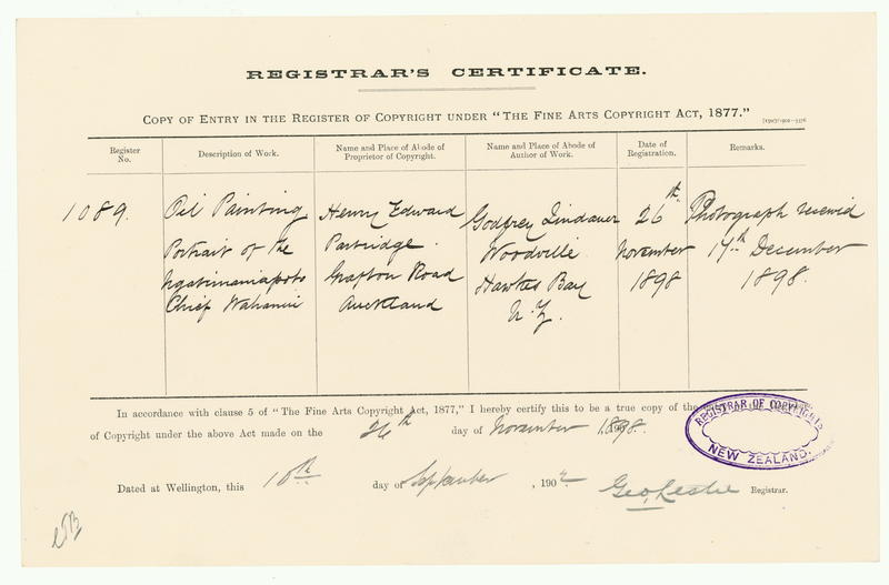 [Copyright Certificate] Oil Painting Portrait of the Ngatimaniapoto Chief Wahanui