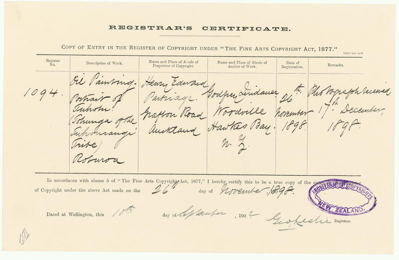 [Copyright Certificate] Oil Painting Portrait of Tuhoto (Tohunga of the Tuhourangi Tribe) Rotorua
