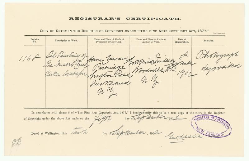 [Copyright Certificate] Oil Painting of the Maori Chief Ruka Aratapu