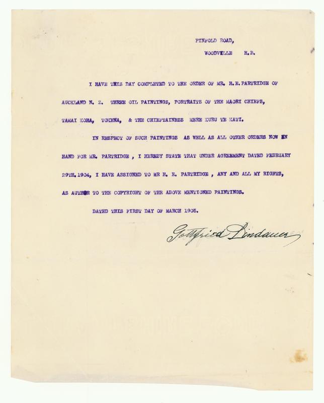 [Correspondence regarding passing of copyright of work from Lindauer to Partridge]