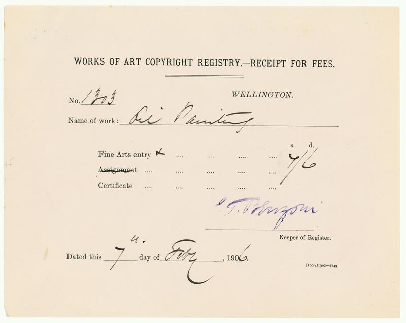 [Copyright registry receipt of fees, 1906]