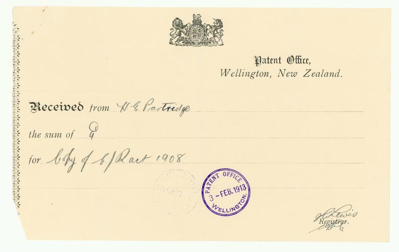 [Patent office receipt for copy of Copyright Act. 1908]