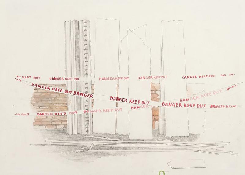 Documentation through Drawing: Demolition at the Auckland Art Gallery (3) by Fiona Connor